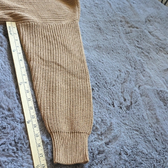 Callahan Tan Cardigan Sweater V-Neck Ribbed Button Cable Fisherman Large - Picture 8 of 10